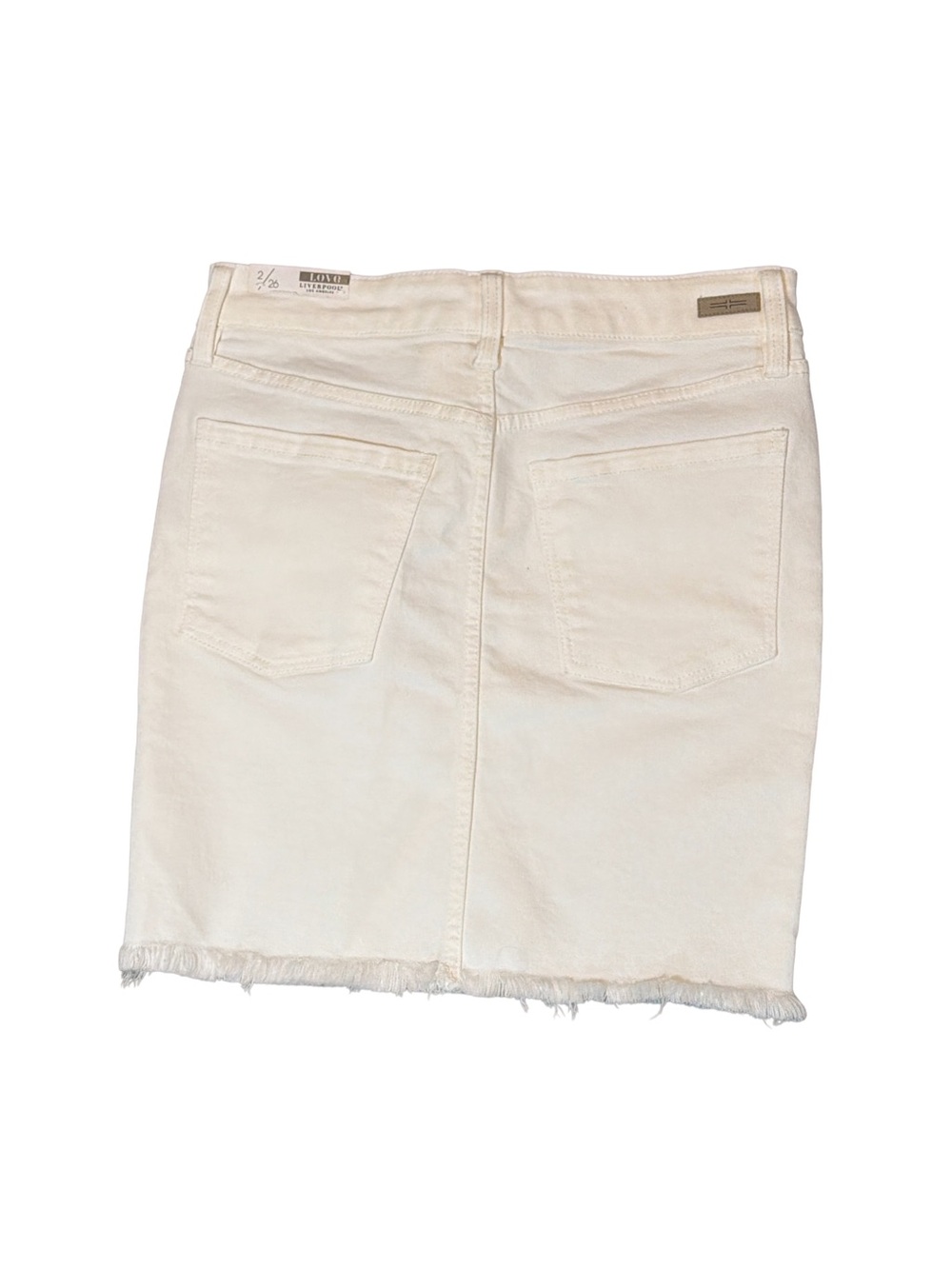 Liverpool White Denim Fringe Hem Skirt. Size 2/26 - Picture 2 of 8
